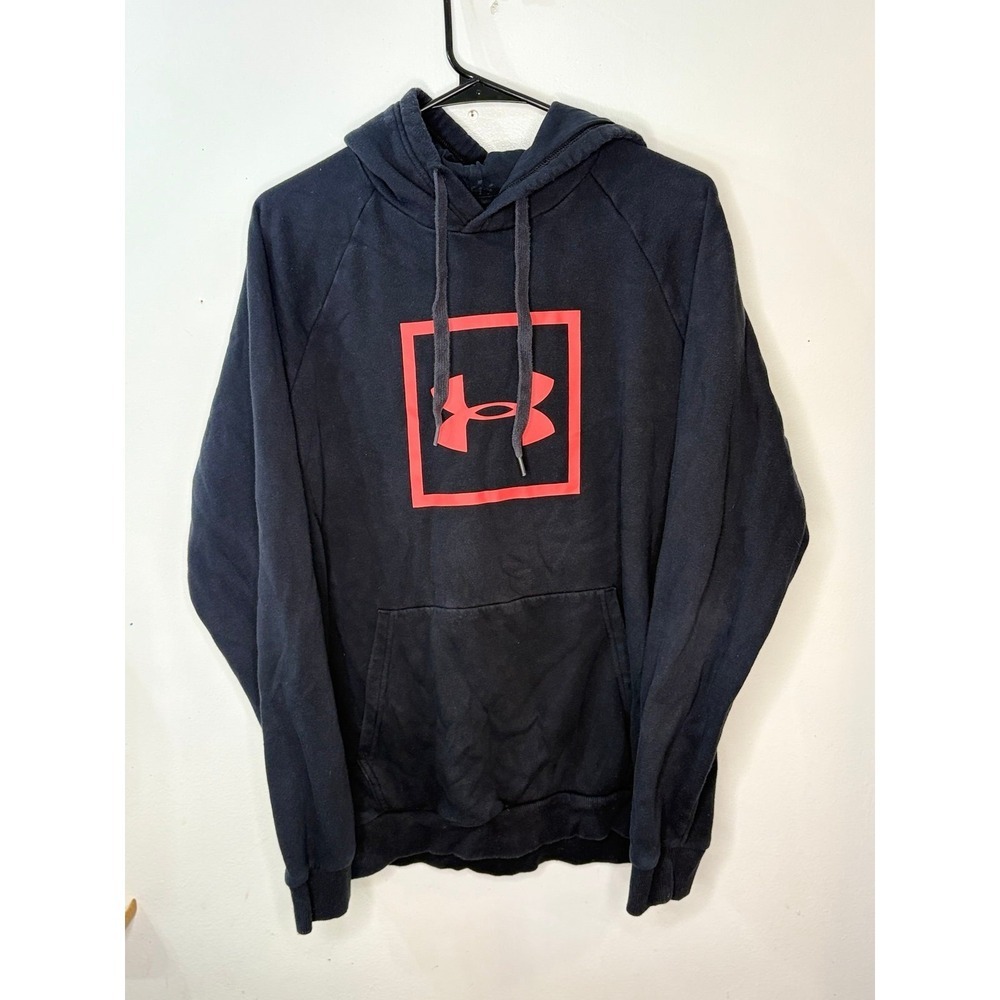 Under Amour Men's  Black Hoodie Red Logo size xl
